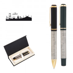 661-RT İstanbul Kabartma Figürlü Metal Roller & Tükenmez Kalem Seti 661-RT İstanbul Kabartma Figürlü Metal Roller & Tükenmez Kalem Seti