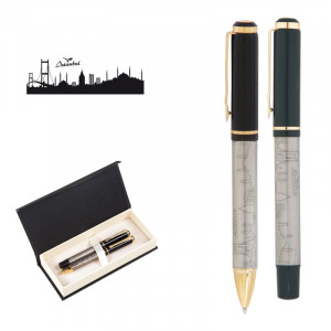 661-RT İstanbul Kabartma Figürlü Metal Roller & Tükenmez Kalem Seti 661-RT İstanbul Kabartma Figürlü Metal Roller & Tükenmez Kalem Seti