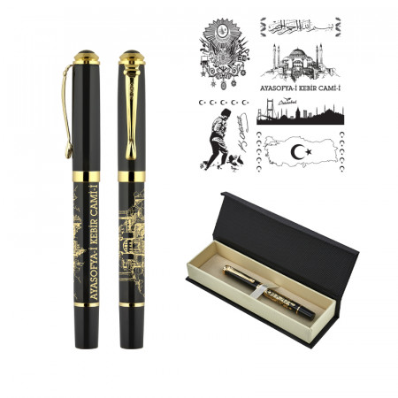 685-KR Ayasofya Kabartma Figürlü Metal Roller Kalem Seti 685-KR Ayasofya Kabartma Figürlü Metal Roller Kalem Seti