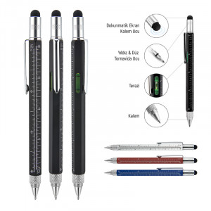 652 mavi Metal Su Terazili - Tornavidalı Touchpen Kalem 652 mavi Metal Su Terazili - Tornavidalı Touchpen Kalem