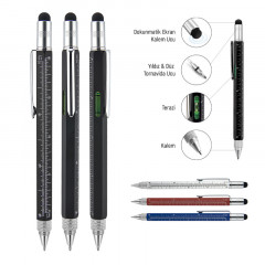 652 Siyah Metal Su Terazili - Tornavidalı Touchpen Kalem 652 Siyah Metal Su Terazili - Tornavidalı Touchpen Kalem