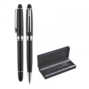 1218-RT Siyah-Silver Metal Roller & Tükenmez Kalem Seti 1218-RT Siyah-Silver Metal Roller & Tükenmez Kalem Seti