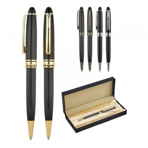 1218-KT Siyah-Gold Metal Tükenmez Kalem Seti 1218-KT Siyah-Gold Metal Tükenmez Kalem Seti