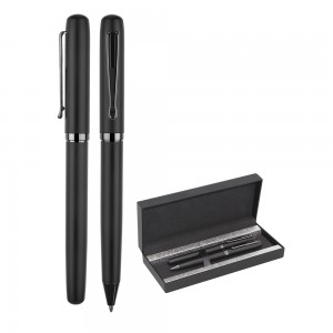 1253-RT Siyah Metal Roller & Tükenmez Kalem Seti